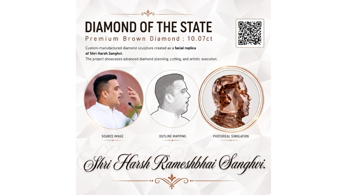 International School of Gems and Jewellery (ISGJ) and Lexus craft 10.07-carat diamond portrait of Deputy CM Harsh Sanghavi